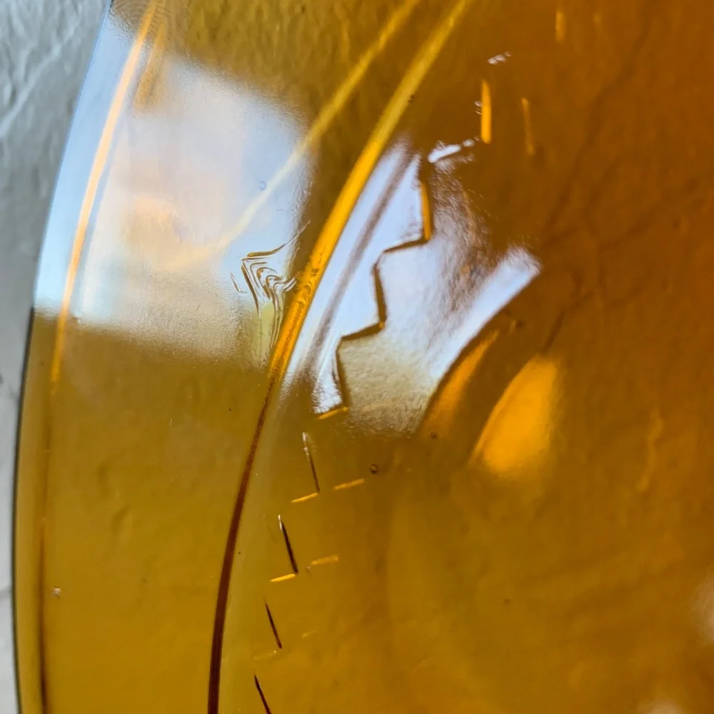 Vintage Indiana Glass – 13" Kings Crown Thumbprint Amber Plate - Picture 13 of 16